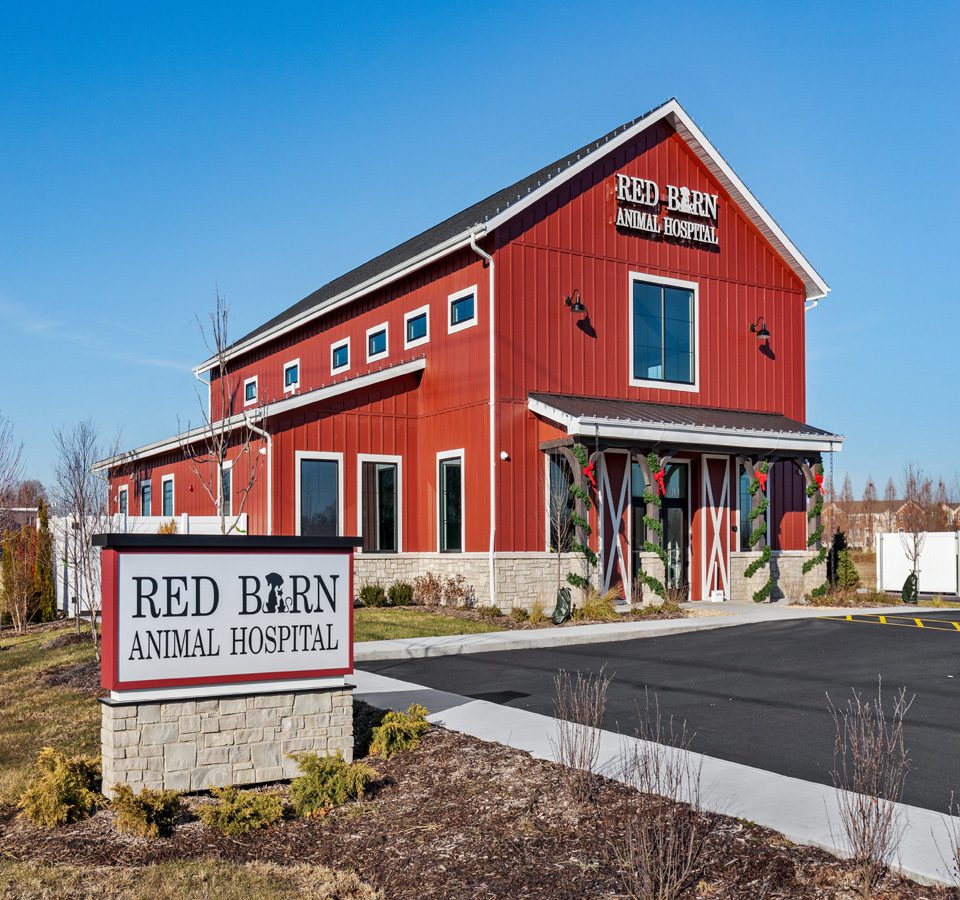 Newly Built Red Barn Animal Hospital Exterior Photo